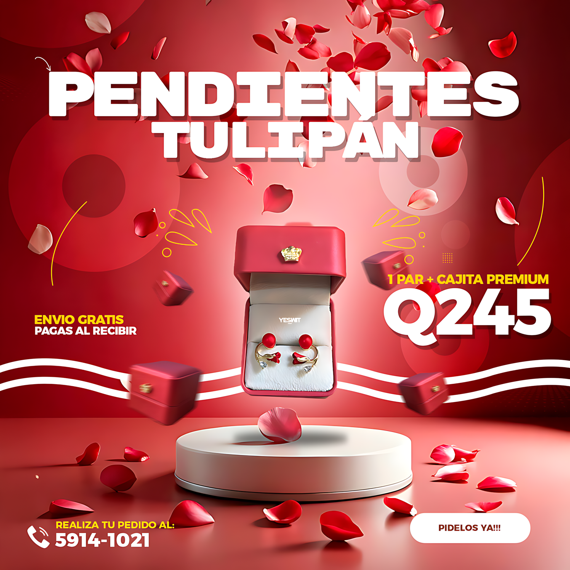 Arete Tulipán Rojo 🌹