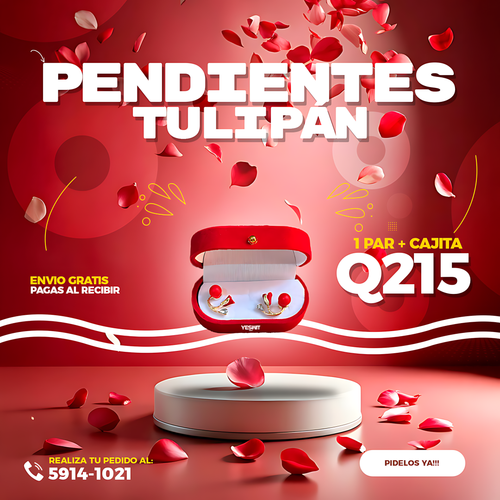Arete Tulipán Rojo 🌹